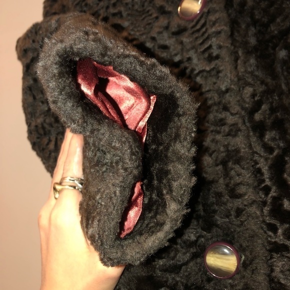 1960s Sheared Faux Fur Pea Coat Single Breasted 3 Button w Collar M/L Vintage - Picture 7 of 10